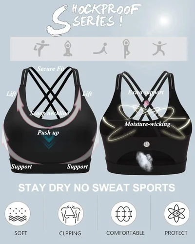 Vista 3 de RUNNING GIRL - Brasier deportivo con tirantes delgados para mujer, brasier de yoga con soporte medio, copas extraíbles y espalda cruzada sexy