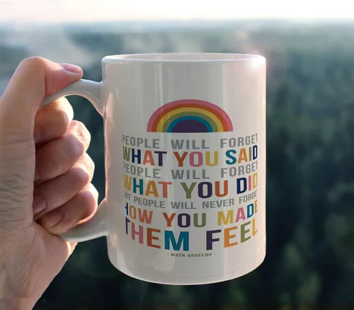 Vista 3 de kunlisa Taza de cerámica con frase "People Will Forget What You Said Maya Angelou", taza de cerámica de 11 onzas con asa, regalos inspiradores