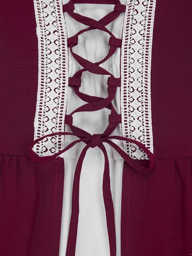 Vista 7 de Alvivi Vestido largo gótico renacentista medieval de princesa para niñas, disfraz de fiesta de Halloween
