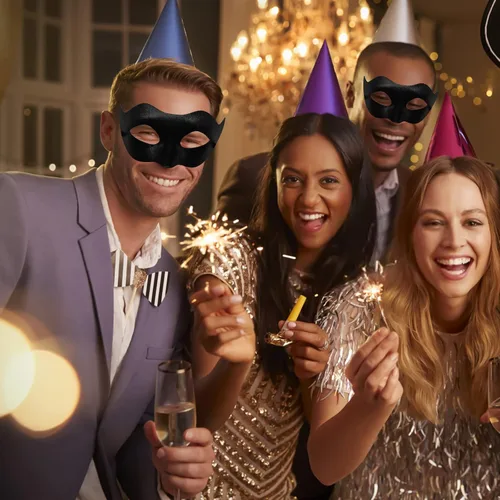 Vista 6 de Exlinonline Máscara de mascarada para hombres, máscara de Mardi Gras, para Halloween, fiesta veneciana, para hombre, diseño elegante negro