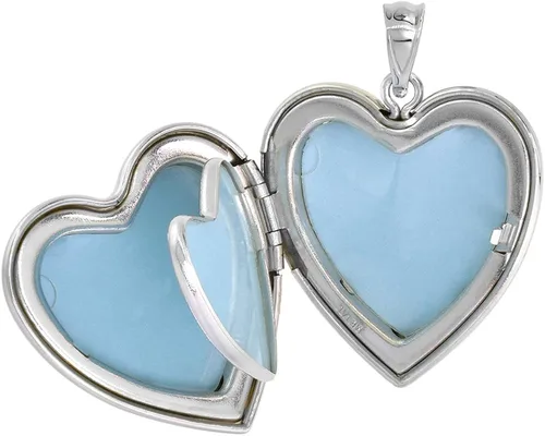 Vista 2 de Collar con medallón de plata de ley de 1.0in para mujer con 4 cuadros grabados de 40,6 a 20.0in
