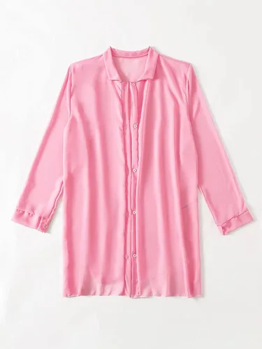 Vista 6 de SHENHE Vestido de playa de manga larga con botones para mujer, estilo kimono