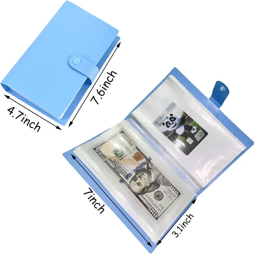 Vista 3 de Carpeta de ahorro de dinero, 50 páginas de fundas transparentes para billetes, soportes de billetes protector de dinero para billetes