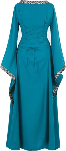 Vista 3 de Zhitunemi Vestido renacentista para mujer, disfraz medieval de Halloween, vestido gótico
