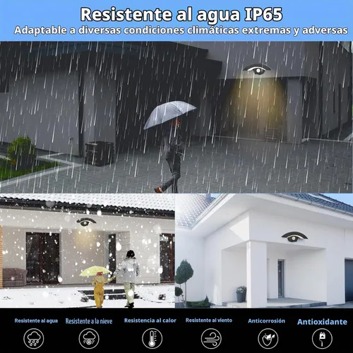 Vista 4 de Luces LED con sensor de movimiento para exteriores, 18 W, 1500 lm, luz de pared LED IP65, impermeable, lámpara de pared de aluminio de 3000 K, luz