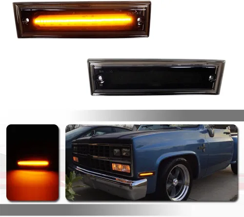 Vista 6 de Para 1981-1991 Chevrolet Pickup Blazer Jimmy Suburban C10 C20 C30 GMC Parachoques Delantero Señal Lateral Marcador Carcasa Lente Ámbar 915557 915558