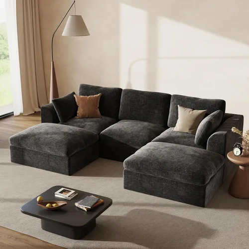 Vista 39 de Sofás seccionales Cloud de 110 pulgadas para sala de estar, sofá convertible sin hueso en forma de L con otomana, juego de sofá modular de gran