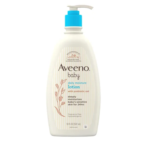 Vista 8 de Aveeno Baby Loción corporal hidratante diaria para pieles sensibles, loción hidratante hipoalergénica para bebés con avena nutritiva para hidratar