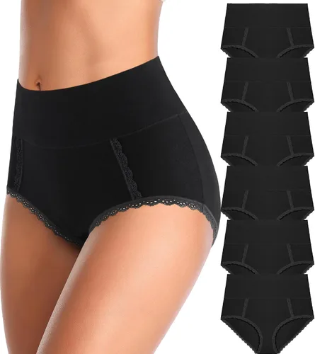 Vista 7 de MISSWHO - Ropa interior de algodón para mujer, de cintura alta, suave, transpirable, paquete múltiple Multi-paz