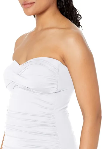 Vista 3 de Anne Cole Top de natación tipo tankini con nudo frontal fruncido para mujer