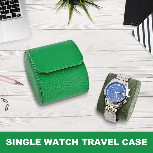 Vista 4 de ROSELLE Funda para reloj para hombres y mujeres con forro de gamuza, estuche de viaje para reloj, organizador de almacenamiento y exhibición