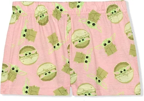 Vista 2 de STAR WARS Baby Yoda - Conjunto de camiseta y pantalón corto para bebé y niño pequeño, color rosabeige, Beige claro