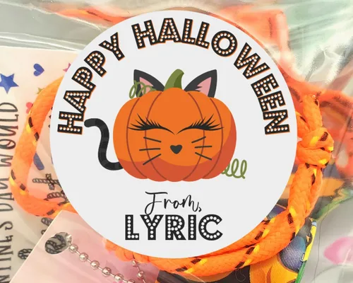 Vista 2 de 40 calcomanías personalizadas de Halloween para niños, etiquetas personalizadas para niñas, escuela, fiesta, fiesta, hojas de etiquetas de regalo