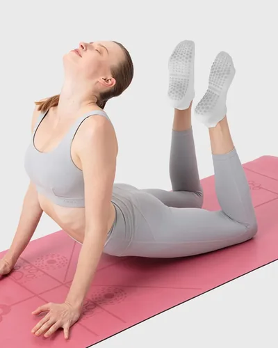 Vista 4 de 6 pares de calcetines de agarre de pilates para mujer, calcetines atléticos antideslizantes para yoga, barre, ballet, descalzo, entrenamiento