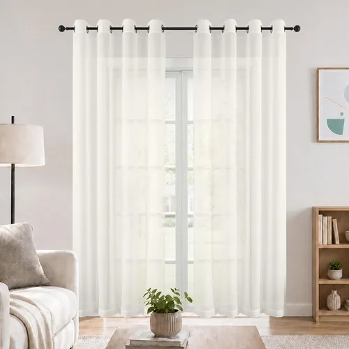 Vista 11 de OWENIE Cenefa transparente con ojales negros para ventanas, 2 paneles de 52