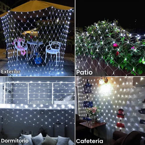 Vista 3 de 9.8 pies x 6.6 pies 192 Luces de Red LED de Navidad, 8 Modos 30V Bajo Voltaje Luces de Cadena de Malla de Hadas para Árboles de Navidad, Arbustos