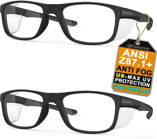 Vista 13 de HTS HUNTERSKY TR90NZZ - Lentes de seguridad con escudo lateral, tamaño pequeño, para mujeres y hombres, ANSI Z87, anti niebla, resistentes a