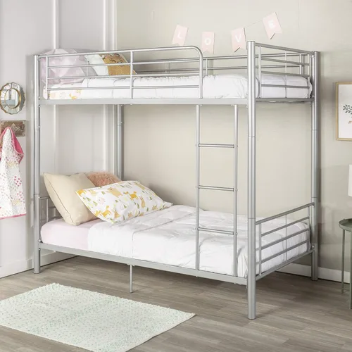 Vista 14 de Walker Edison Elodie - Litera de metal, cama individual sobre cama individual, color blanco