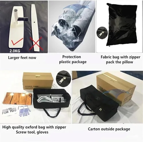 Vista 5 de Telón de fondo de cabina de fotos de 8 pies, logotipo personalizado, impresión de doble cara con soporte de tubo de aluminio y bolsa de transporte