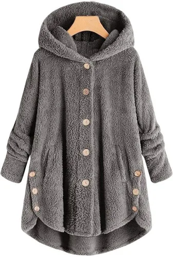 Vista 2 de RMXEi - Chaqueta de invierno con capucha y botones para mujer, talla grande, chaqueta de invierno
