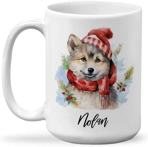 Vista 18 de Taza de regalo de invierno personalizada, taza de café con nombre personalizado con diseño de oso polar, taza de oso polar personalizada, regalo