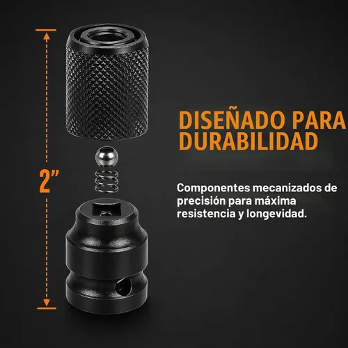 Vista 6 de Juego de 2 piezas de adaptador de enchufe de 1/2 a 1/4, convertidor de llave de impacto, cabezal de conversión para destornillador, adaptador