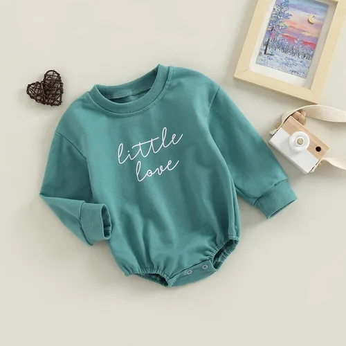 Vista 22 de SOLILOQUY Traje de manga larga con cuello redondo para el primer día de San Valentín para bebé niño y niña, mameluco de corazón de amor