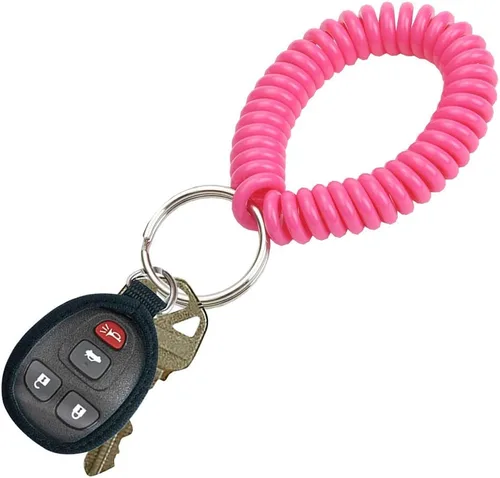 Vista 57 de Lucky Line - Resorte de muñeca en espiral de 2 pulgadas de diámetro con llavero de acero, multicolor, pulsera flexible para muñeca, se estira hasta
