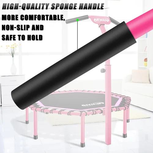 Vista 9 de Trampolín de Fitness Newan de 48" con Barra de Manija Ajustable, Trampolín Silencioso Bungee Rebounder Saltador Entrenador Cardiovascular