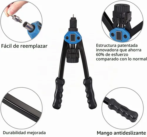 Vista 5 de Juego de herramientas de tuerca de remache, kit de herramientas de tuerca remachadora de 13 pulgadas con 11 mandriles métricos y SAE, kit surtido