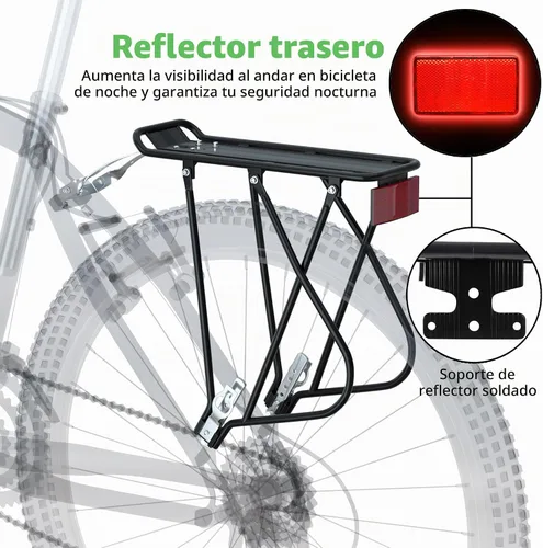 Vista 3 de Portaequipajes para bicicleta con red de carga elástica y logotipo reflectante, universal, ajustable, para bicicletas, equipaje, turismo, capacidad