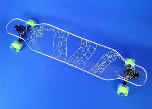Vista 10 de GHOST BOARDS Clear Longboard Skateboard - Transparent Acrylic Long Boards with Light-Up LED Wheels for Smooth Rides - Ride The Streets in Style with