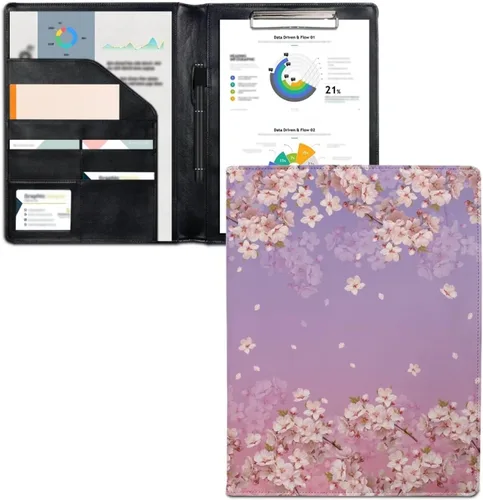 Vista 28 de Flashideas Organizador de padfolio de flores azules y rosadas, carpeta de negocios, carpeta de negocios, organizador de documentos para entrevista