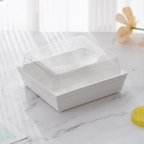 Vista 4 de Paquete de 100 cajas de charcutería con tapas transparentes, recipientes desechables para postres de panadería, cajas para llevar con cordel