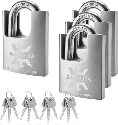 Vista 13 de 21/40-2PS Candado con Funda de Acero Inoxidable de Alta Seguridad con Llave de Acero Inoxidable para Uso en Interior y Exterior