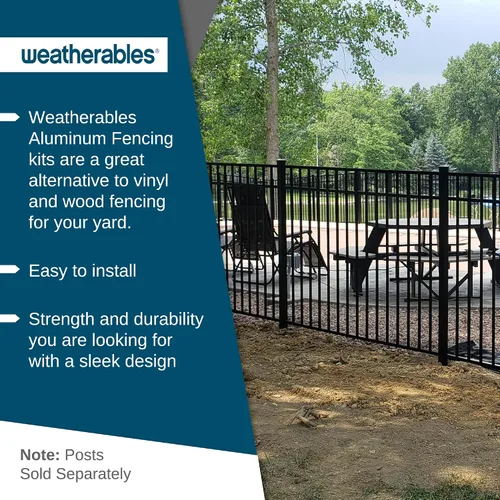 Vista 2 de Kit de puerta de aluminio ciprés Weatherables – Kit de bricolaje para cercas de patio y jardín, hecho con aluminio recubierto de polvo duradero que