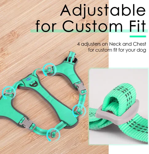 Vista 8 de ThinkPet Arnés sin tirones, a prueba de escape, chaleco reflectante para perro, ajustable, transpirable, arnés halter con clip trasero/frontal