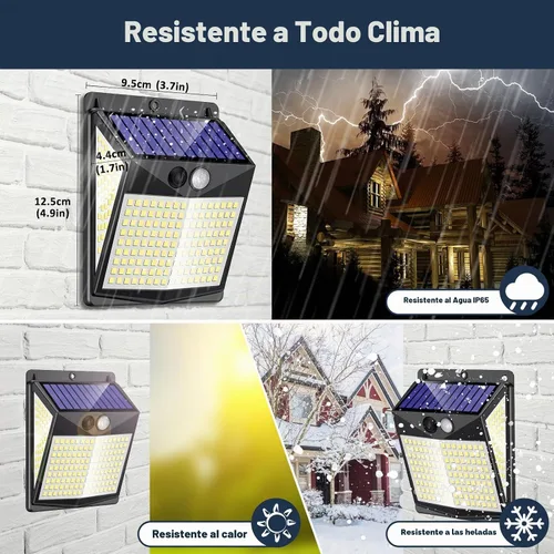 Vista 7 de Luces solares para exteriores con sensor de movimiento - Lámparas solares con detector de movimiento para exteriores, 238 LED con iluminación