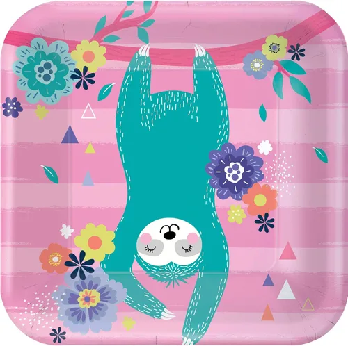 Vista 8 de Amscan Bluey - Platos cuadrados, 7 pulgadas (paquete de 8), duraderos y coloridos esenciales para fiestas, perfectos para celebraciones de niños