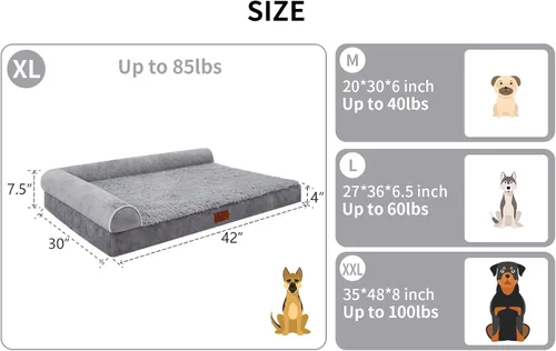 Vista 6 de Cama ortopédica para perros, sofá para mascotas con cojín para perros extra grandes Egg Crate Foam, Removable Washable Cover, Waterproof Lining