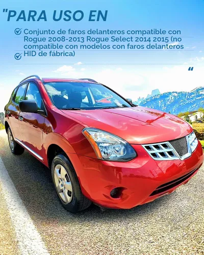 Vista 6 de Ensamble de faro Nilight compatible con Nissan Rogue 2008 2009 2010 2011 2012 2013 2014 2015 Select, lámparas de repuesto con carcasa negra