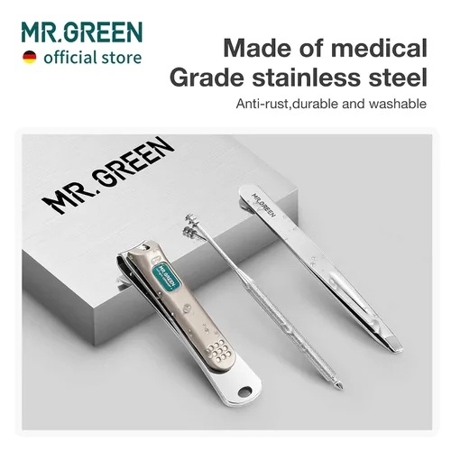 Vista 5 de MR.GREEN Juegos de manicura portátil kits de pedicura herramienta cortaúñas de acero inoxidable estuche de aseo de viaje tijeras de uñas caja