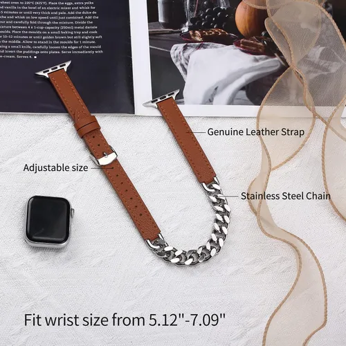 Vista 3 de Correas delgadas compatibles con correas de Apple Watch de 1.496 in 1.575 in 1.614 in 1.654 in 1.732 in 1.772 in 1.811 in 1.929 in para mujeres