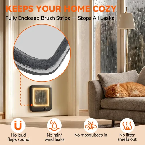 Vista 3 de LIBBEPET Puerta interior de puerta para gatos, cerradura de 4 vías para interiores, marco de ABS reforzado, puertas para mascotas para gatos