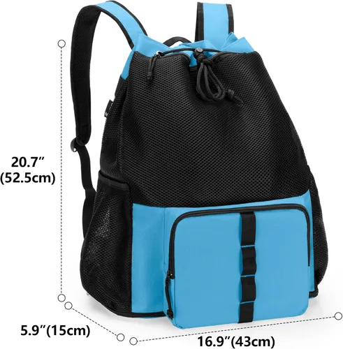 Vista 6 de Fasrom Mochila de playa de malla con cremallera inferior, mochila deportiva para gimnasio, natación, playa, piscina y viajes (diseño patente), Azul