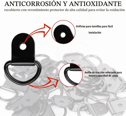 Vista 3 de KVAEY 10 piezas de anillos en D pequeños de acero para amarre, anillo de amarre de acero resistente para carga, punto de anclaje de anillo en D
