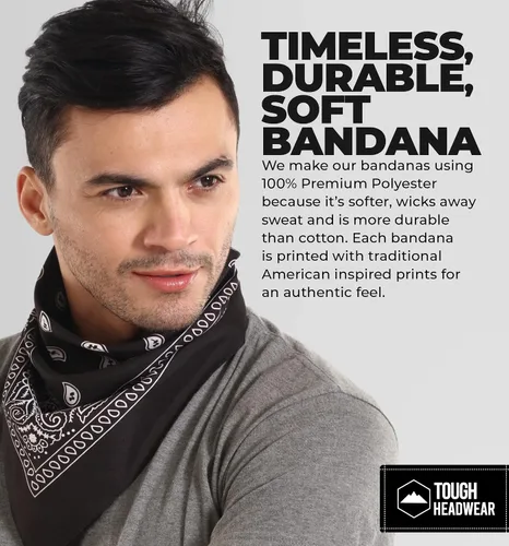 Vista 2 de Diadema grande tipo bandana Pañuelo para hombres y mujeres Paquete de bandana de cachemira Bufanda de vaquero