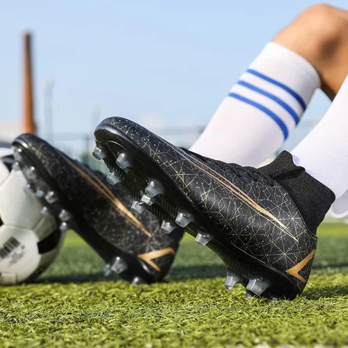 Vista 8 de Botas de fútbol Hightop para hombre zapatos deportivos para exteriores zapatos de fútbol de césped picos para interiores y jóvenes