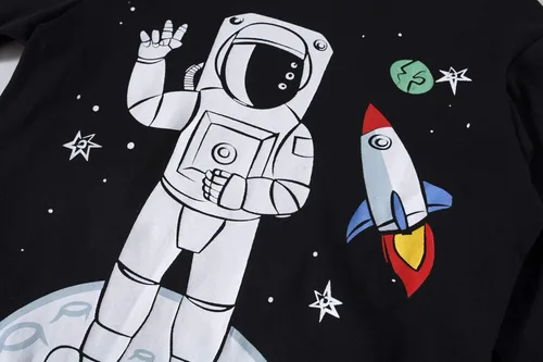 Vista 4 de Pijama para niños pequeños de manga larga, 100% algodón, 2 piezas, para niños de 1 a 10 años
