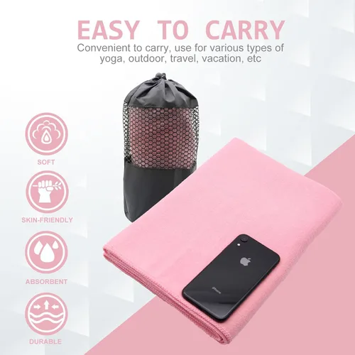 Vista 5 de Eunzel Paquete de 2 toallas de yoga caliente con punto de agarre, toalla de tapete de yoga antideslizante absorbente de sudor para yoga caliente